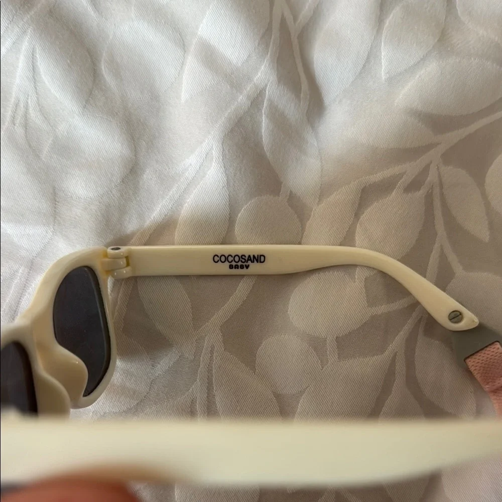 Kids Cream Sunglasses with Pink Strap